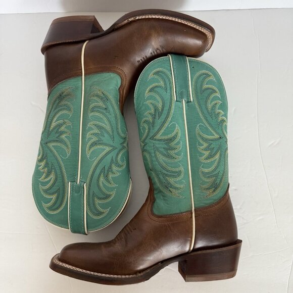 TONY LAMA Rowena 11” Women’s 6B Brown Turquoise Leather Western Boot USA SA2101 - Picture 2 of 15